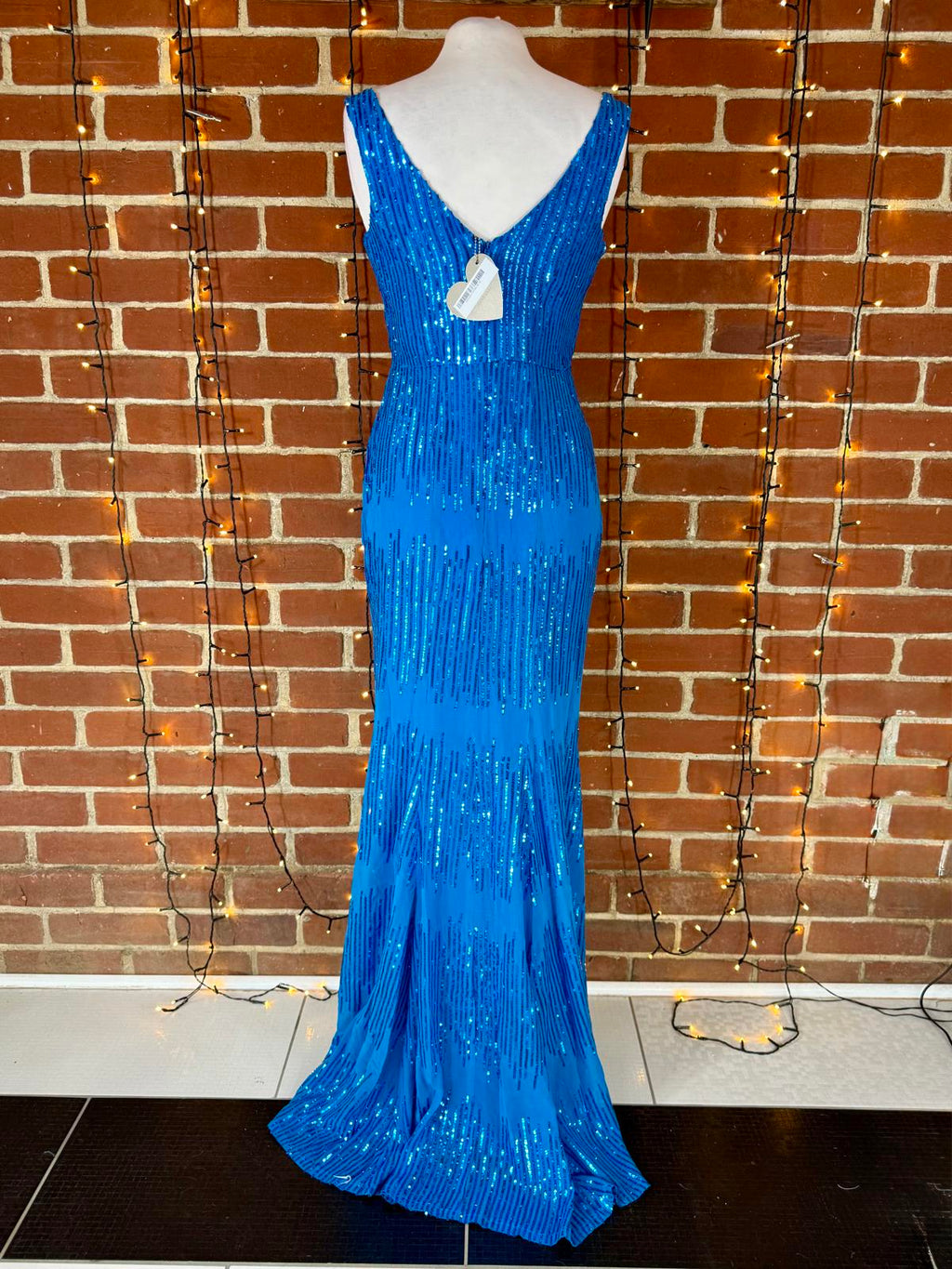 💙 Goddiva London Vivid Blue Sequin Maxi Dress (DR2023, UK 10)