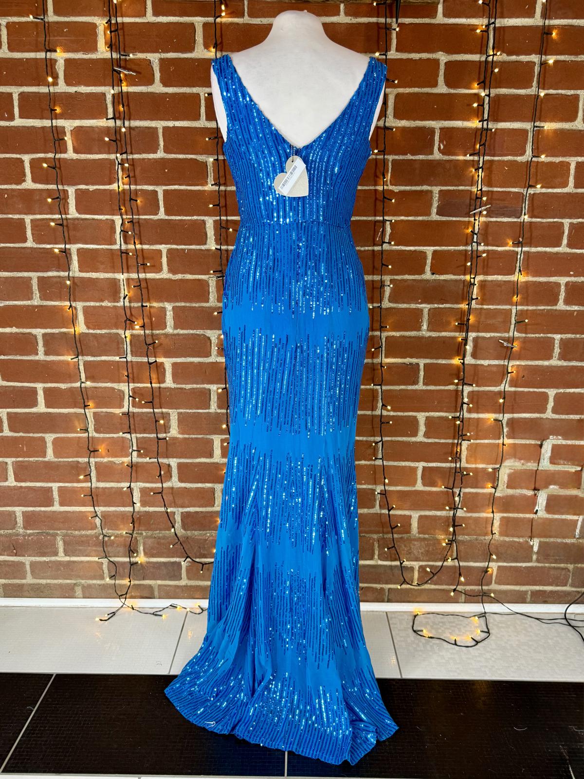 💙 Goddiva London Vivid Blue Sequin Maxi Dress (DR2023, UK 10)