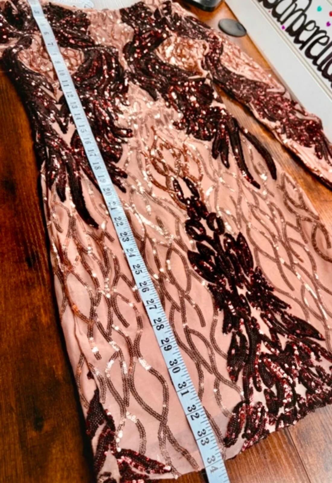 Goddiva Sequin Mini Dress UK 8 Champagne Rose Gold Party Glam