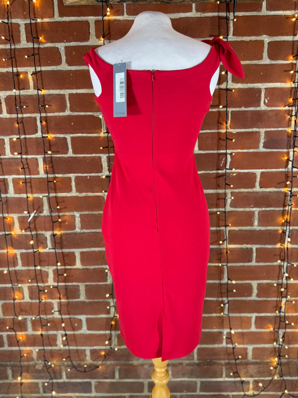 City Goddess London Red One-Shoulder Ruched Midi Dress UK 8 – Evening Wear 224