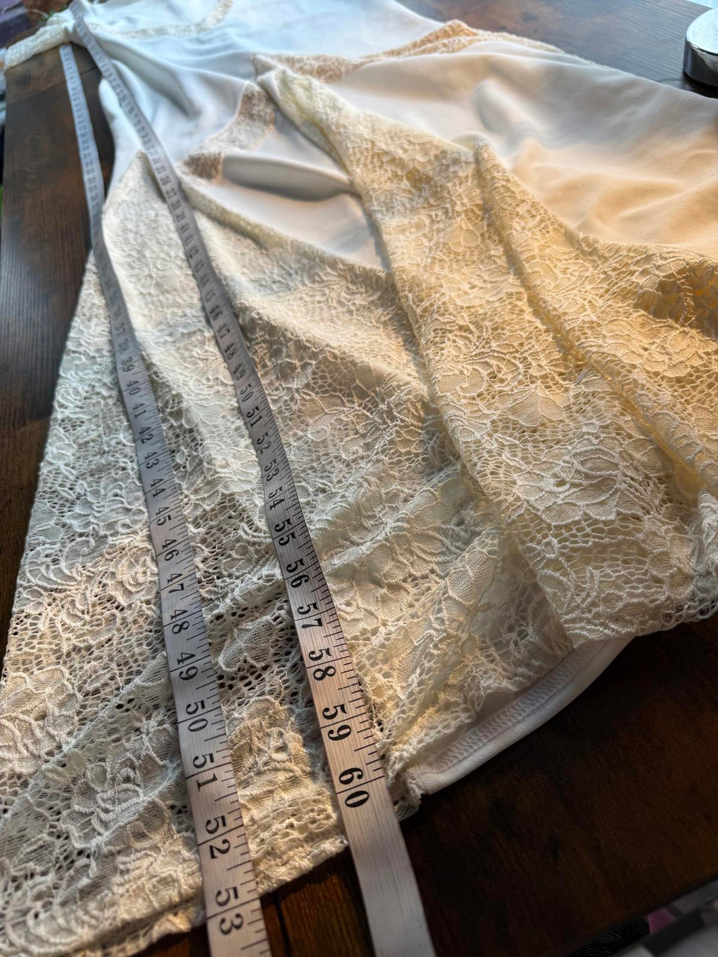 Cream Lace Maxi Dress UK 8–10 / US 4–6 – Long Sleeve Occasion Gown          .324