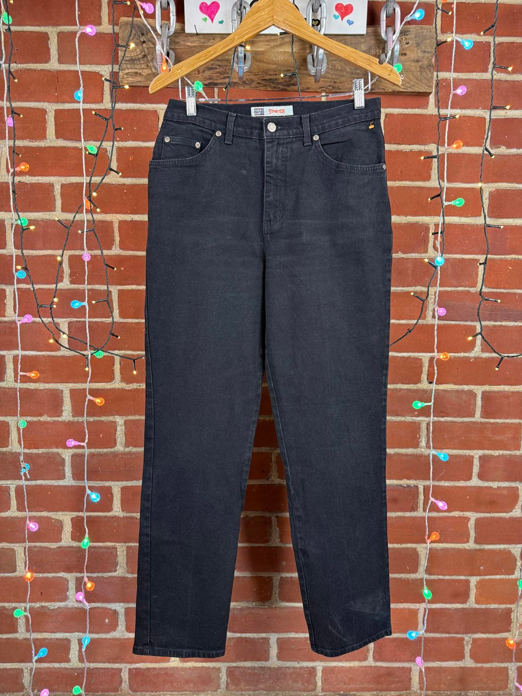 Faded Glory Black Straight Leg Stretch Jeans – UK 12–14 / US 12