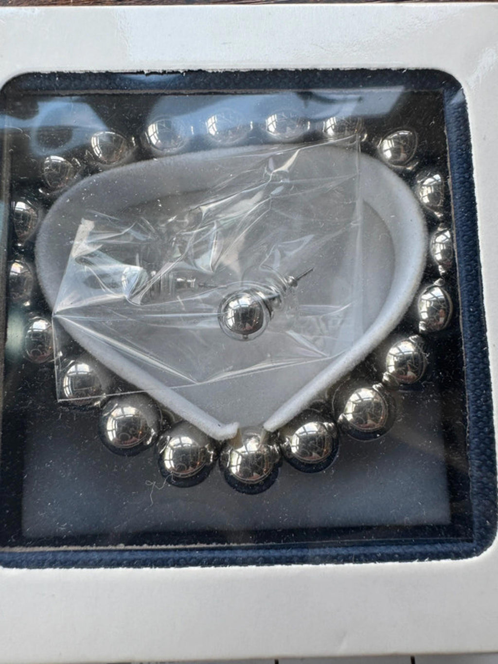 Carlo Gioielliere Silver Bead Bracelet & Earrings Gift Set – NEW