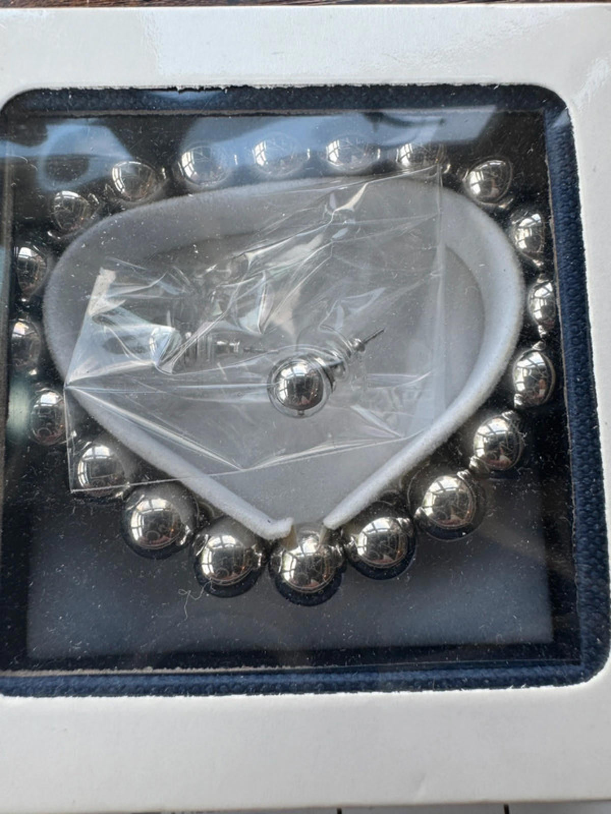 Carlo Gioielliere Silver Bead Bracelet & Earrings Gift Set – NEW