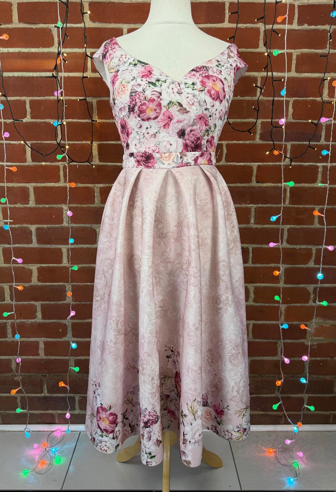 Goddiva London Floral Fit & Flare Dress UK 6-8 US 2-4 Occasion Midi   sku .295