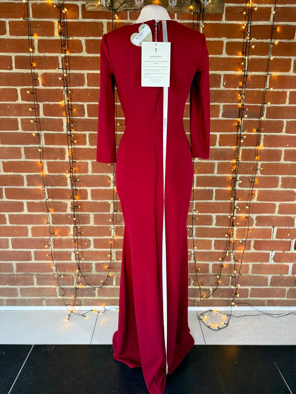 Goddiva London DR4421 Wine Red Embellished Midi Dress UK 8 – Ruched Wrap Style