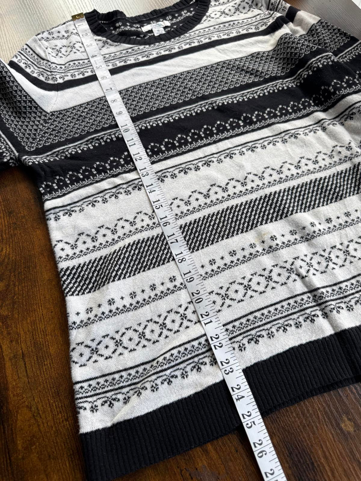 Croft & Barrow Men’s XL Fair Isle Sweater – Black/White – Cotton Blend NUM9