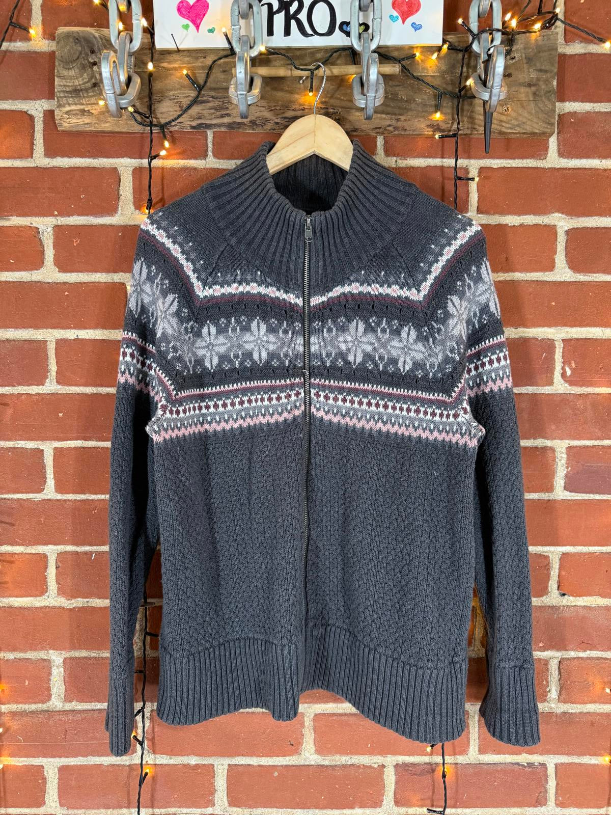NorthCrest Fair Isle Zip-Up Knit Sweater – Men’s L #104 NUM8