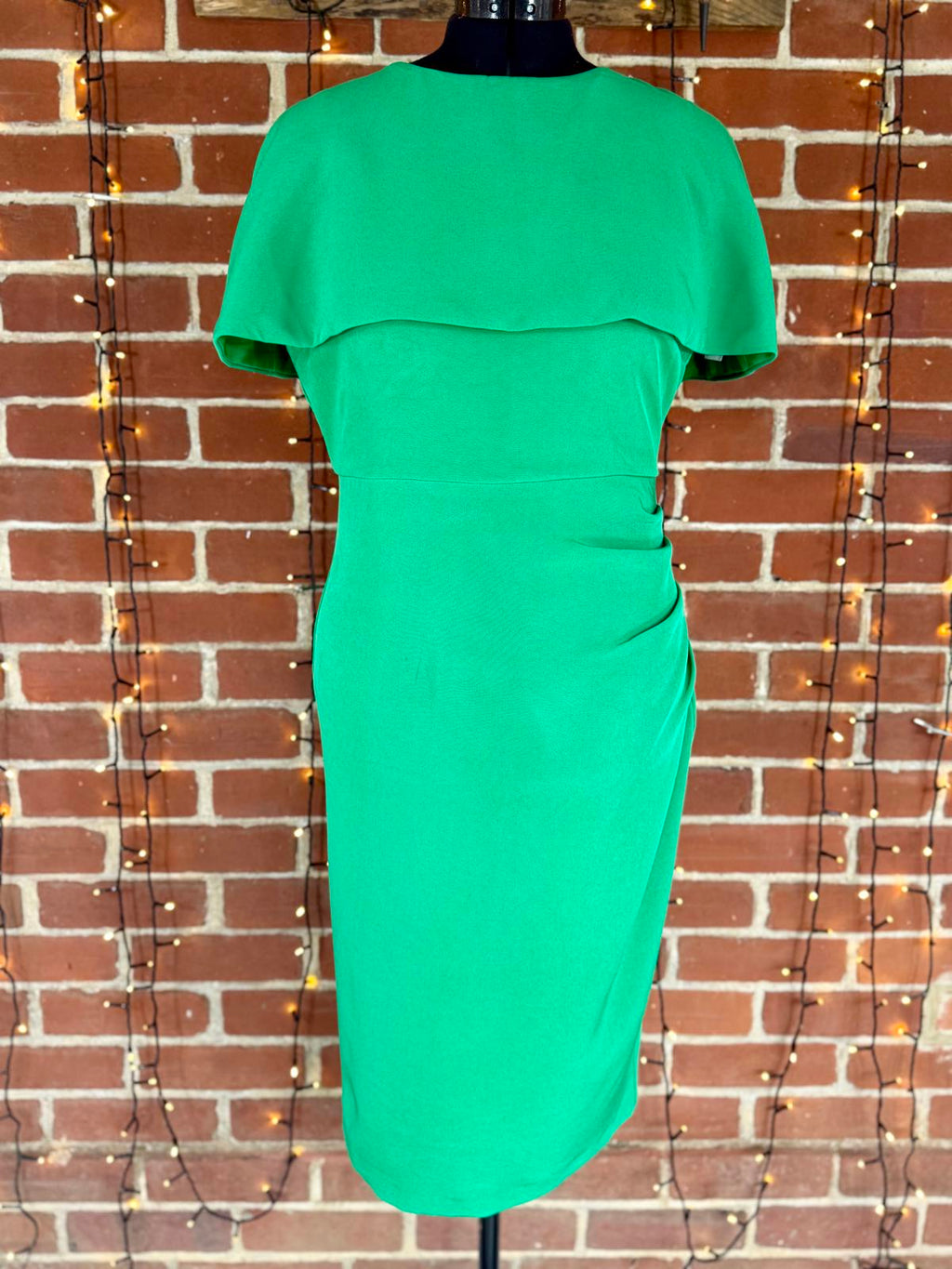 Boohoo Emerald Green Detachable Cape Midi Dress UK 16 BNWT Bodycon #126