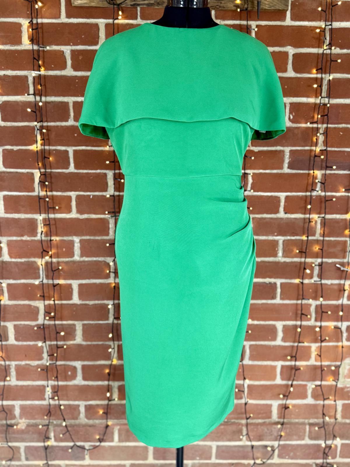 Boohoo Emerald Green Detachable Cape Midi Dress UK 16 BNWT Bodycon #126