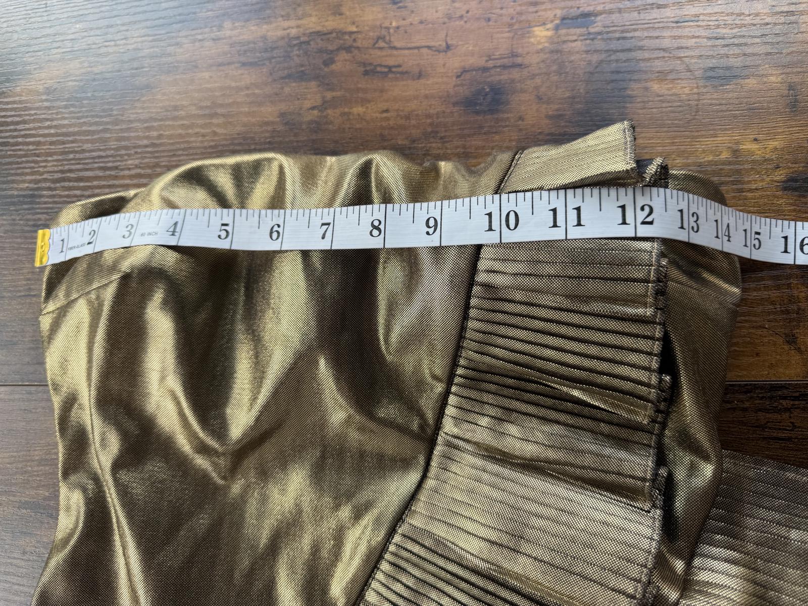 Gold Metallic Strapless Pleated Mini Dress UK Size 8–10