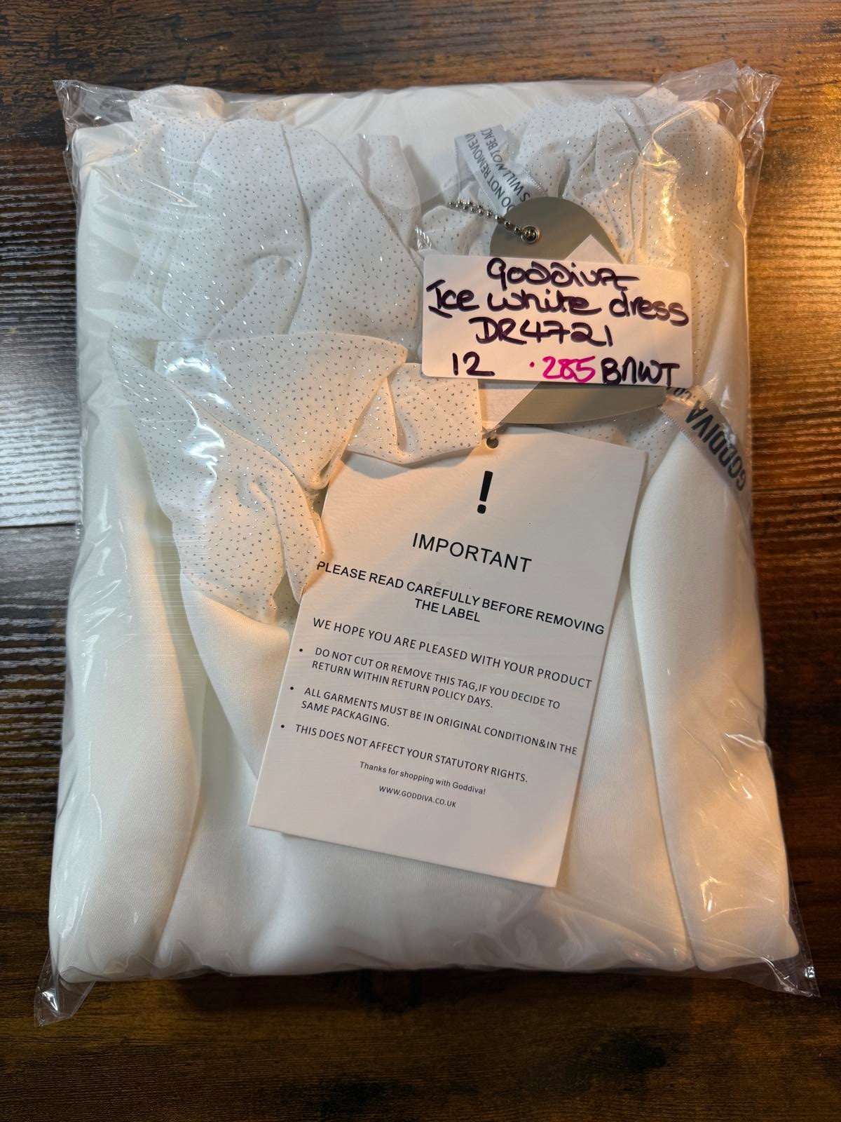 Stunning Goddiva Cream Midi Dress | UK 12 US 8 Off Shoulder Sparkle         .285