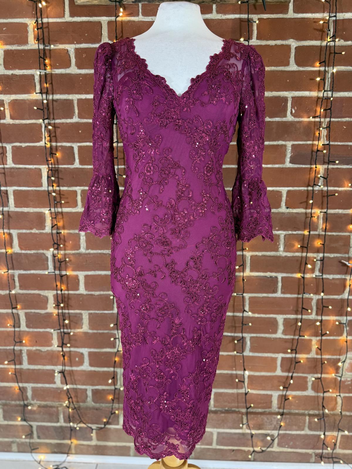 Goddiva Sample DR3960 Berry Sequin Lace Dress UK 8 BNWT Unique Gown #153