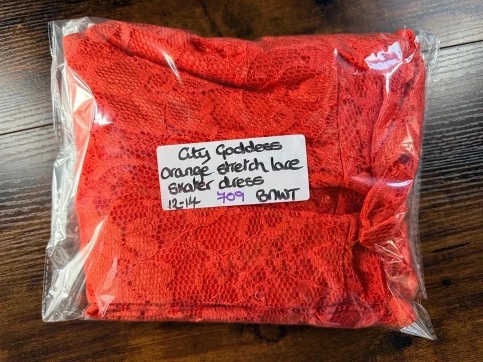 BNWT City Goddess Orange Lace Skater Dress UK12 Party Wedding